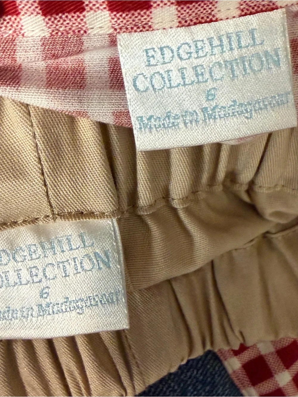 NEW Edgehill Collection Boy 2-Pc Outfit Set Size 6 Gingham Henley Khaki Pants